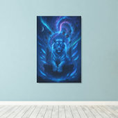 Fantasy White Tiger – Mystic Aura Series Canvas Afdruk (Insitu (Houten vloer))