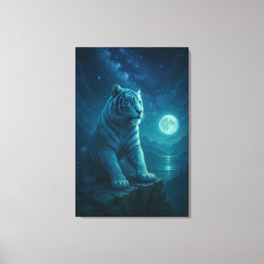 Fantasy White Tiger – Mystic Aura Series Canvas Afdruk (Voorkant)