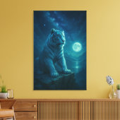 Fantasy White Tiger – Mystic Aura Series Canvas Afdruk (Insitu (Woonkamer))