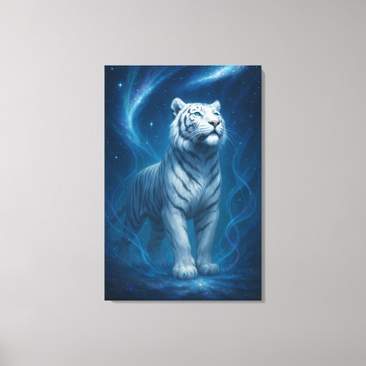 Fantasy White Tiger – Mystic Aura Series Canvas Afdruk (Voorkant)
