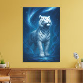 Fantasy White Tiger – Mystic Aura Series Canvas Afdruk (Insitu (Woonkamer))