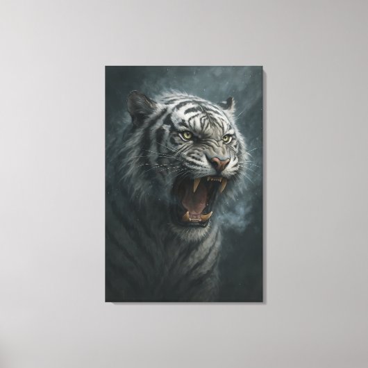 Fantasy White Tiger – Mystic Aura Series Canvas Afdruk (Voorkant)