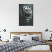 Fantasy White Tiger – Mystic Aura Series Canvas Afdruk (Insitu (Slaapkamer))