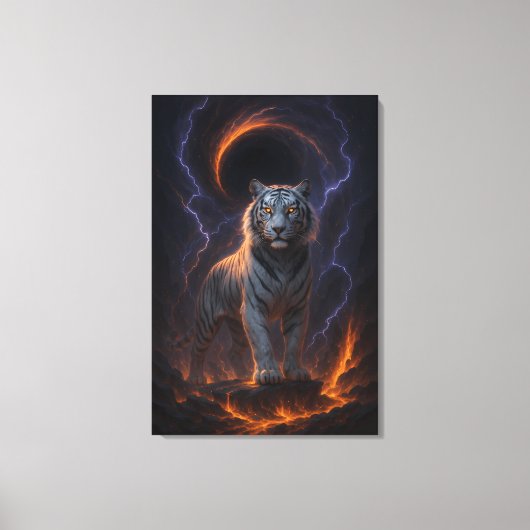 Fantasy White Tiger – Mystic Aura Series Canvas Afdruk (Voorkant)