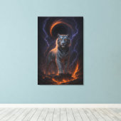 Fantasy White Tiger – Mystic Aura Series Canvas Afdruk (Insitu (Houten vloer))