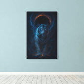 Fantasy White Tiger – Mystic Aura Series Canvas Afdruk (Insitu (Houten vloer))