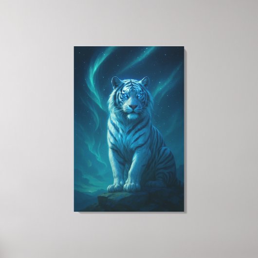 Fantasy White Tiger – Mystic Aura Series Canvas Afdruk (Voorkant)