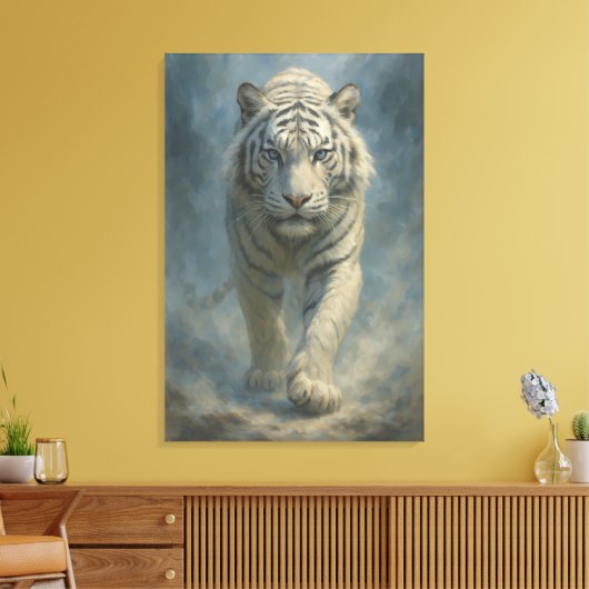 Fantasy White Tiger – Mystic Aura Series | ManJian Canvas Afdruk (Insitu (Woonkamer))