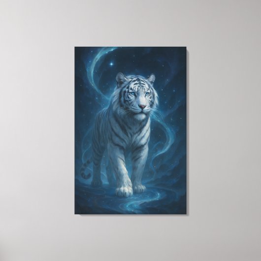 Fantasy White Tiger – Mystic Aura Series | ManJian Canvas Afdruk (Voorkant)