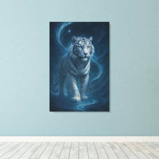 Fantasy White Tiger – Mystic Aura Series | ManJian Canvas Afdruk (Insitu (Houten vloer))