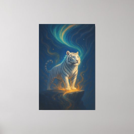 Fantasy White Tiger – Mystic Aura Series | ManJian Canvas Afdruk (Voorkant)