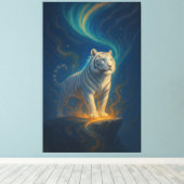 Fantasy White Tiger – Mystic Aura Series | ManJian Canvas Afdruk (Insitu (Houten vloer))