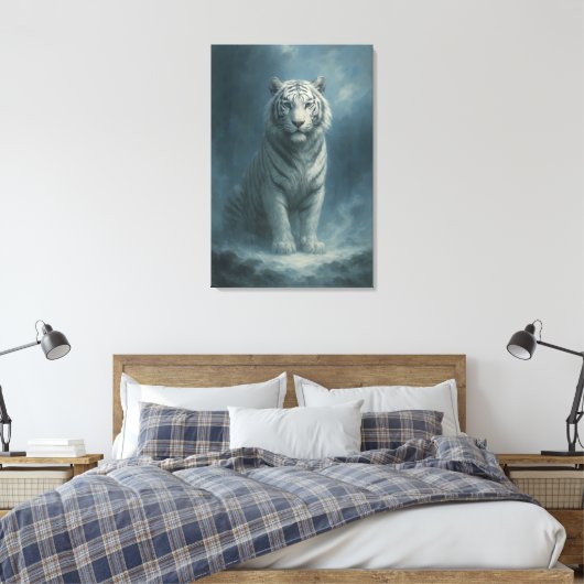 Fantasy White Tiger – Mystic Aura Series | ManJian Canvas Afdruk (Insitu (Slaapkamer))