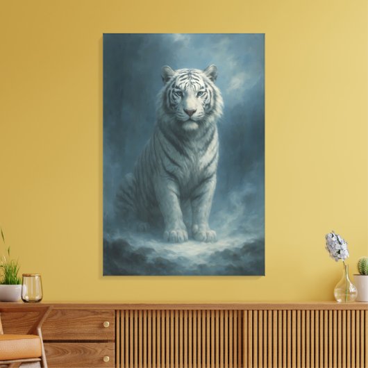 Fantasy White Tiger – Mystic Aura Series | ManJian Canvas Afdruk (Insitu (Woonkamer))