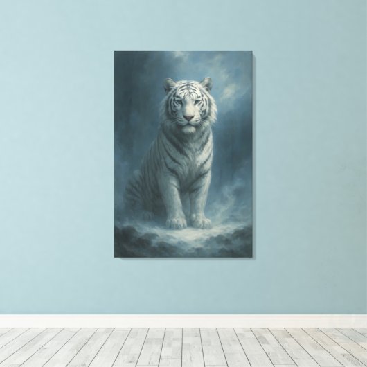 Fantasy White Tiger – Mystic Aura Series | ManJian Canvas Afdruk (Insitu (Houten vloer))