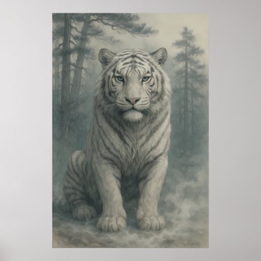 Fantasy White Tiger – Mystic Aura Series | ManJian Poster (Voorkant)