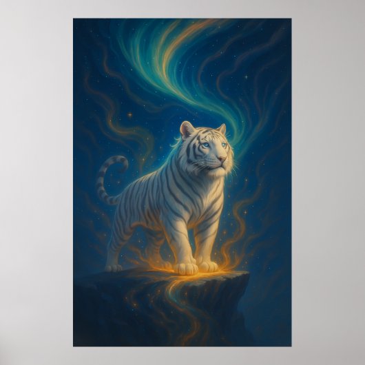 Fantasy White Tiger – Mystic Aura Series | ManJian Poster (Voorkant)