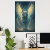 Fantasy White Tiger – Mystic Aura Series Poster (Thuiskantoor)