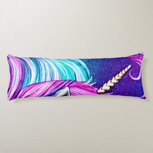 Fantasy White Unicorn Seamless Pattern Lichaamskussen (Achterkant)