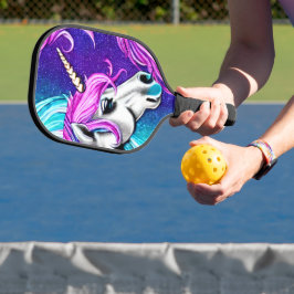 Fantasy White Unicorn Seamless Pattern Pickleball Paddle