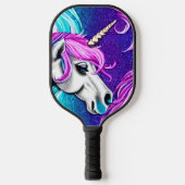 Fantasy White Unicorn Seamless Pattern Pickleball Paddle (Voorkant)
