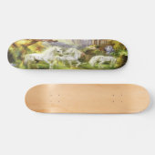 Fantasy White Unicorns in Field Skateboard (Horizontaal)