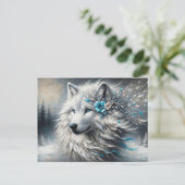 Fantasy White Wolf Winter Wonderland Briefkaart (Staand voorkant)