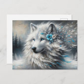 Fantasy White Wolf Winter Wonderland Briefkaart (Voorkant / Achterkant)