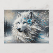 Fantasy White Wolf Winter Wonderland Briefkaart (Voorkant)