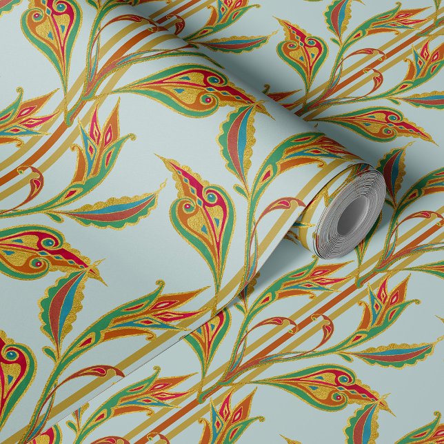 Fantasy wijnstok van goudrode bladeren op zeeen gl behang (Creator heeft geüpload)