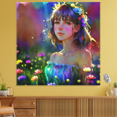 *~ Fantasy Wild Flowers AP56 Art Waterverf Meisje Canvas Afdruk (Insitu (Woonkamer))