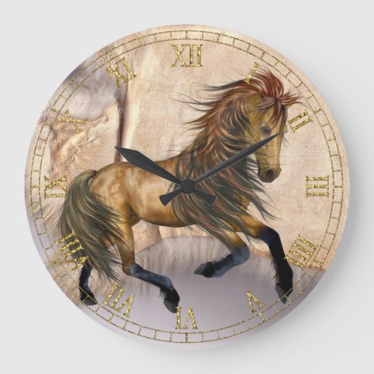 Fantasy Wild Horse Muur Klok (Voorkant)