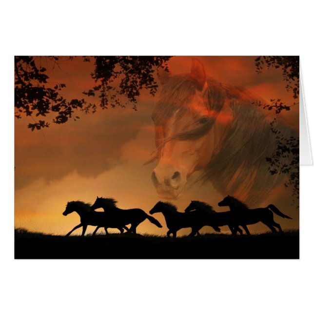Fantasy Wild Horses Spirituele Kaart (Voorkant Horizontaal)