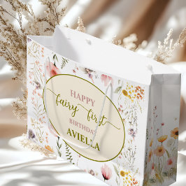 Fantasy wilde bloem fee eerste verjaardag cadeauta groot cadeauzakje