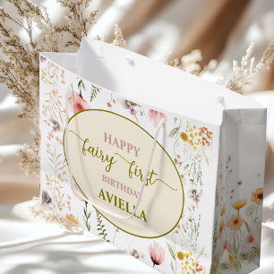 Fantasy wilde bloem fee eerste verjaardag cadeauta groot cadeauzakje