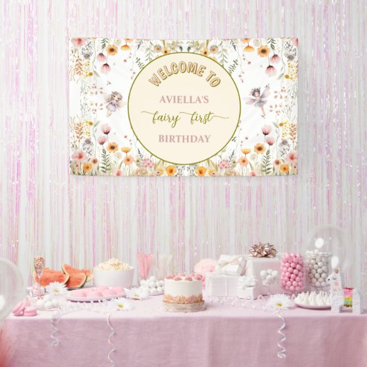 Fantasy wildflower fairy first Welcome sign Spandoek (Feest)