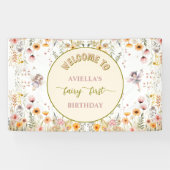 Fantasy wildflower fairy first Welcome sign Spandoek (Horizontaal)