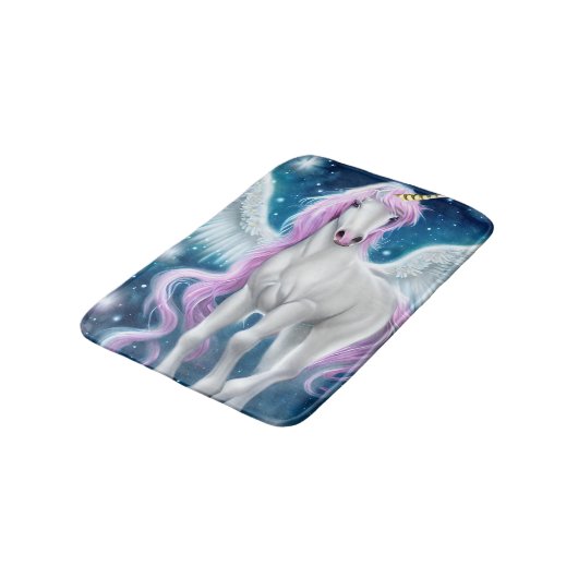 Fantasy Winged Unicorn met roze haar Badmat (Gekanteld)