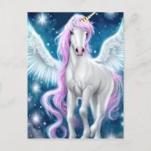 Fantasy Winged Unicorn met roze haar