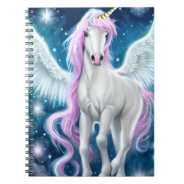 Fantasy Winged Unicorn met roze haar Notitieboek