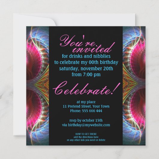 Fantasy Wings Fabulous 40 Event Party Invitation Kaart (Achterkant)