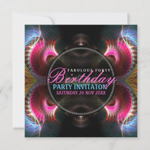 Fantasy Wings Fabulous 40 Event Party Invitation Kaart