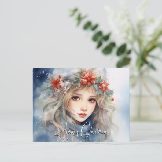 Fantasy Winter Fairy Kerstmis Feestdagenkaart (Staand voorkant)