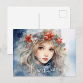 Fantasy Winter Fairy Kerstmis Feestdagenkaart (Voorkant / Achterkant)