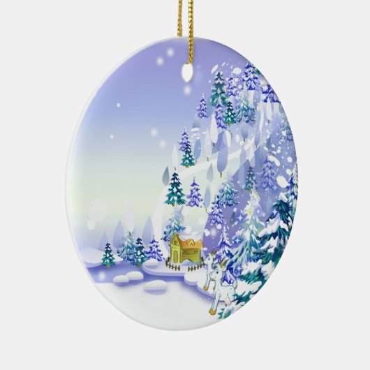 Fantasy Winter Geit Kerstversiering Keramisch Ornament (Rechts)