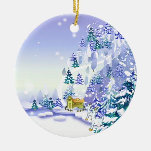 Fantasy Winter Geit Kerstversiering Keramisch Ornament (Voorkant)