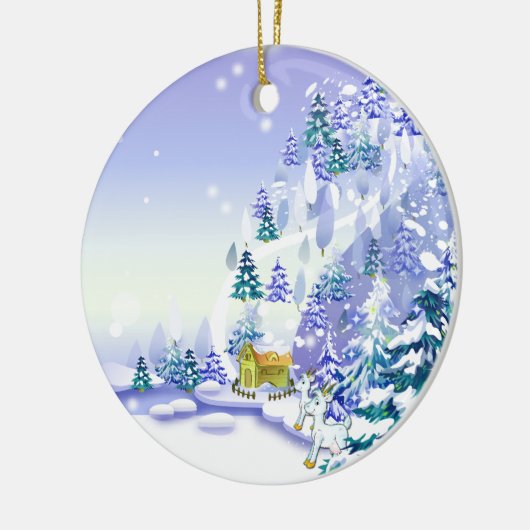 Fantasy Winter Geit Kerstversiering Keramisch Ornament (Links)