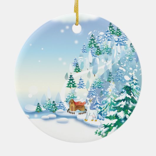Fantasy Winter Geit Kerstversiering Keramisch Ornament (Achterkant)
