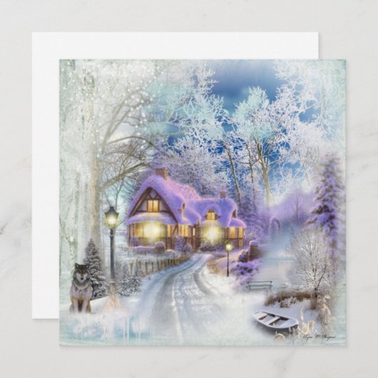 Fantasy Winter Kerstmis Feestdagenkaart (Voorkant / Achterkant)