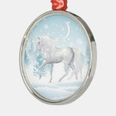 Fantasy Winter Pegasus Unicorn in sneeuw Metalen Ornament (Links)